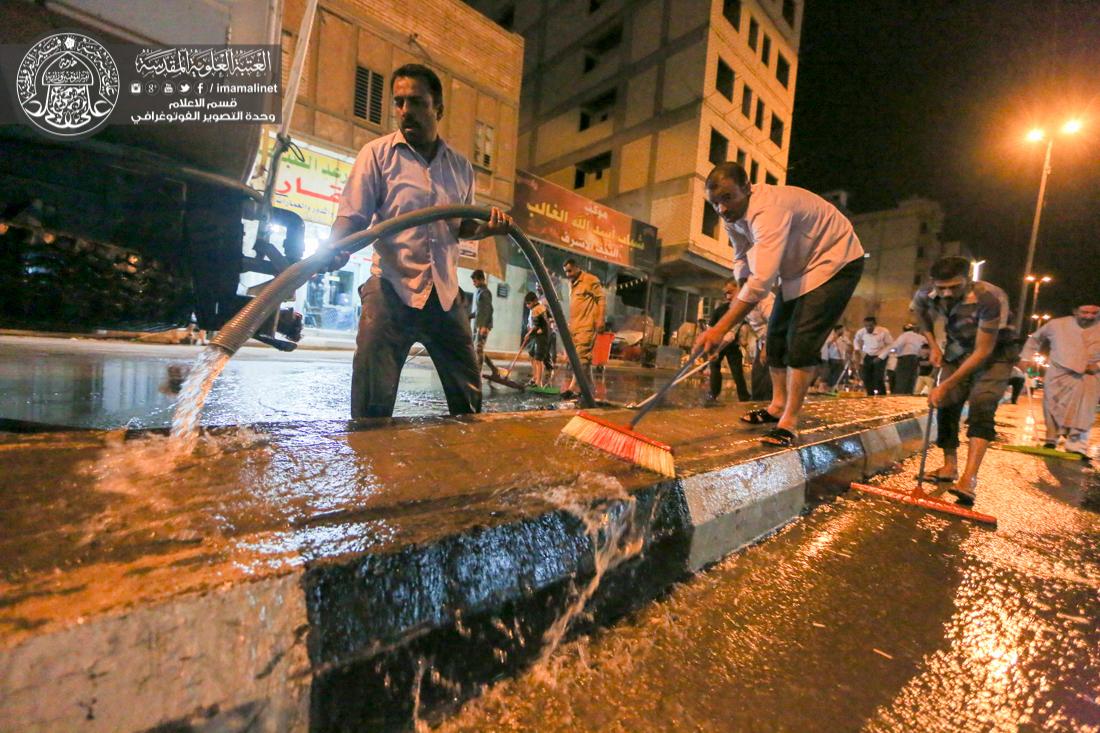 تقرير مصور : الامانة العامة للعتبة العلوية المقدسة تقوم بحملة تنظيف شارع السور في المدينة القديمة  | 