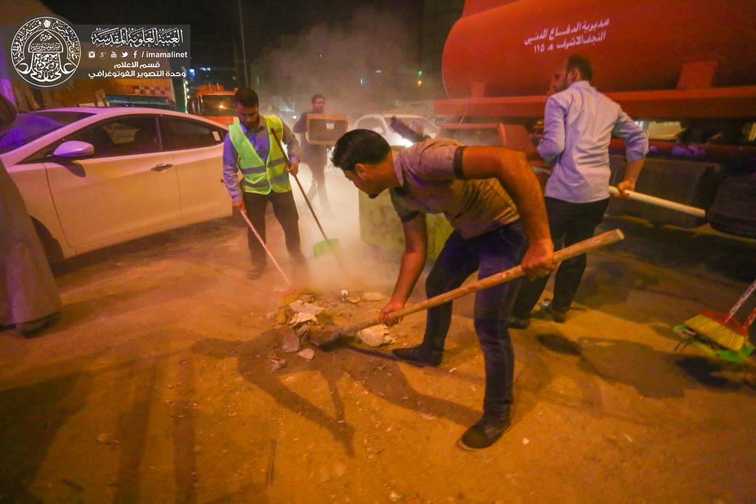 تقرير مصور : حملة تنظيف شوارع المدينة القديمة من قبل  العتبة العلوية المقدسة   | 