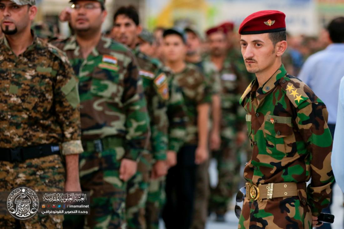 تقرير مصور : استعراض تخرج الدوره العسكرية لطلاب جامعة الكوفة قرب الحرم العلوي المشرف  | 