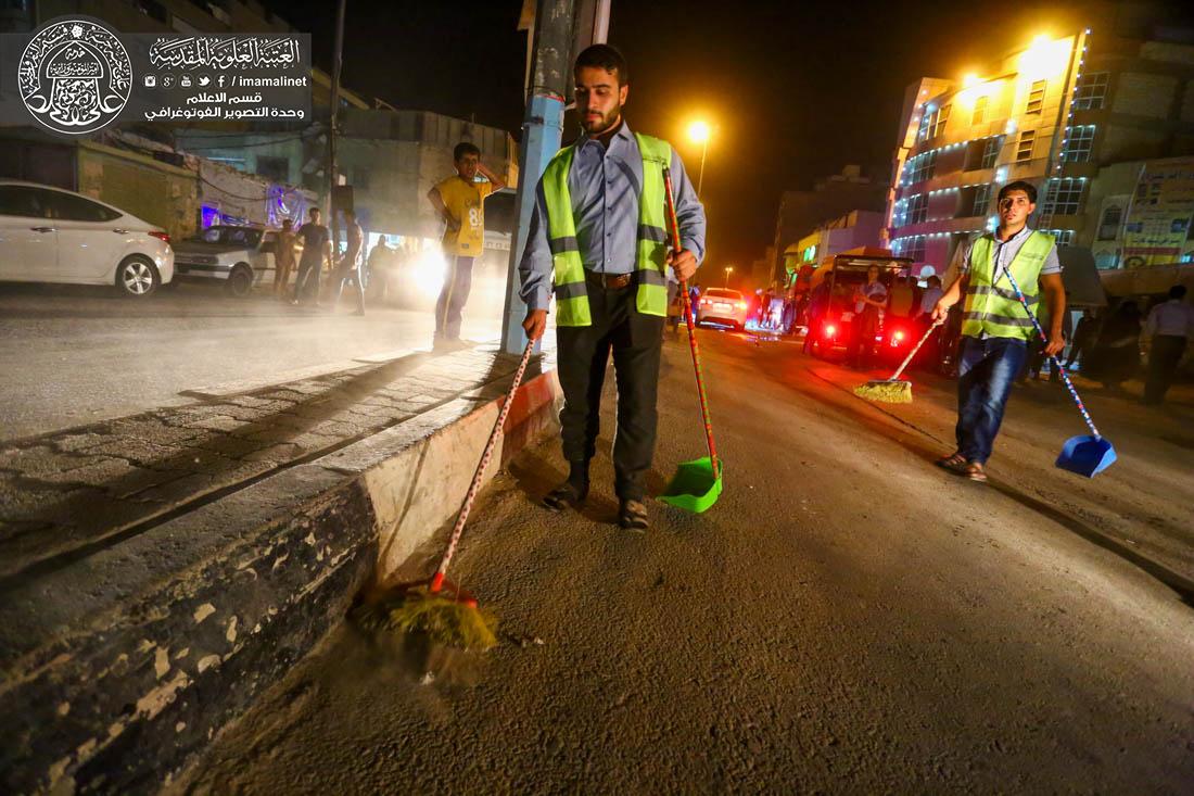 تقرير مصور : حملة تنظيف شوارع المدينة القديمة من قبل  العتبة العلوية المقدسة   | 